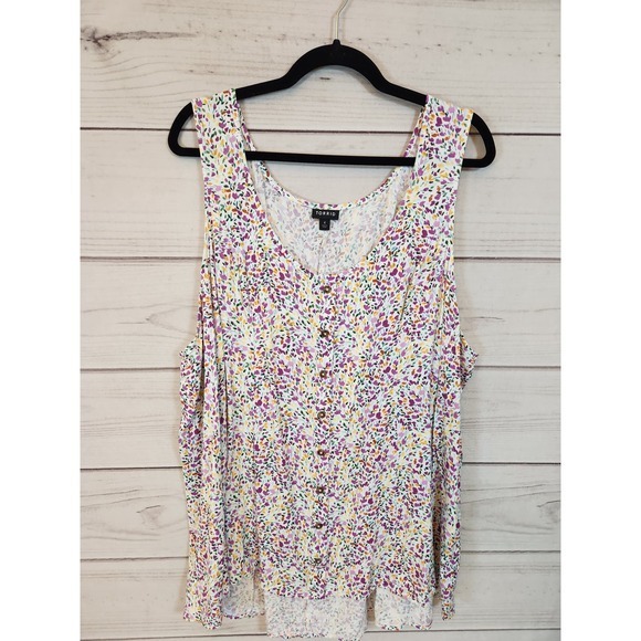 torrid Tops - Torrid Womens Multicolor‎ Floral Sleeveless Scoop Neck Button Front Blouse 4X